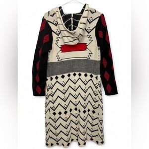 Women's Paper Crane Tribal Aztec‎ Hooded Knit Duster Cardigan Small Cozy
